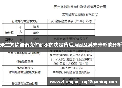 米兰为约维奇支付薪水的决定背后原因及其未来影响分析